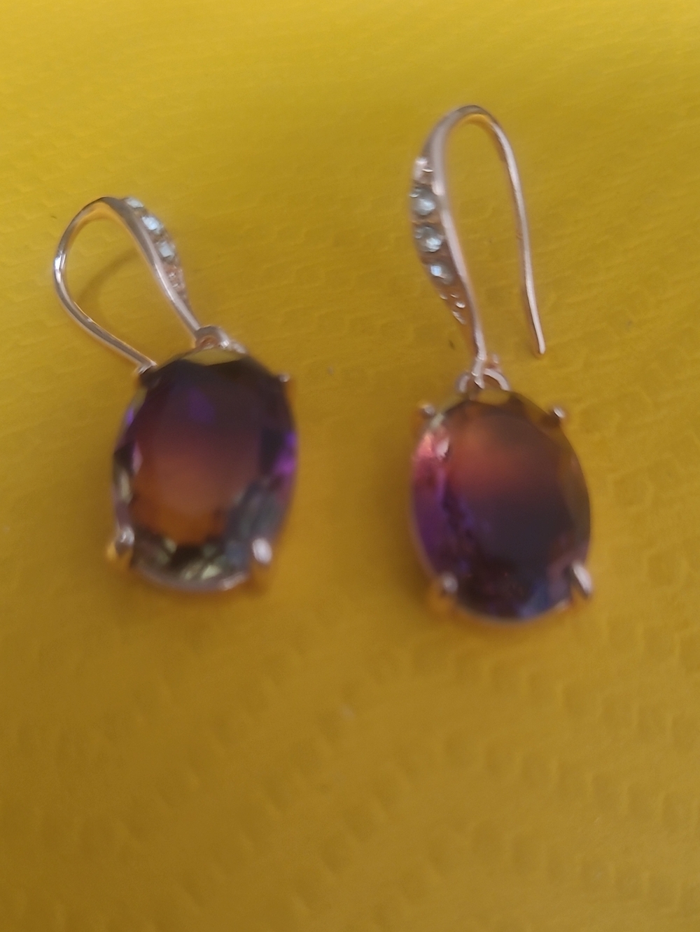 Sterling Silver Purple-to-Orange Gradient Drop Earrings